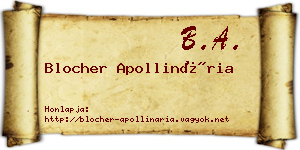 Blocher Apollinária névjegykártya